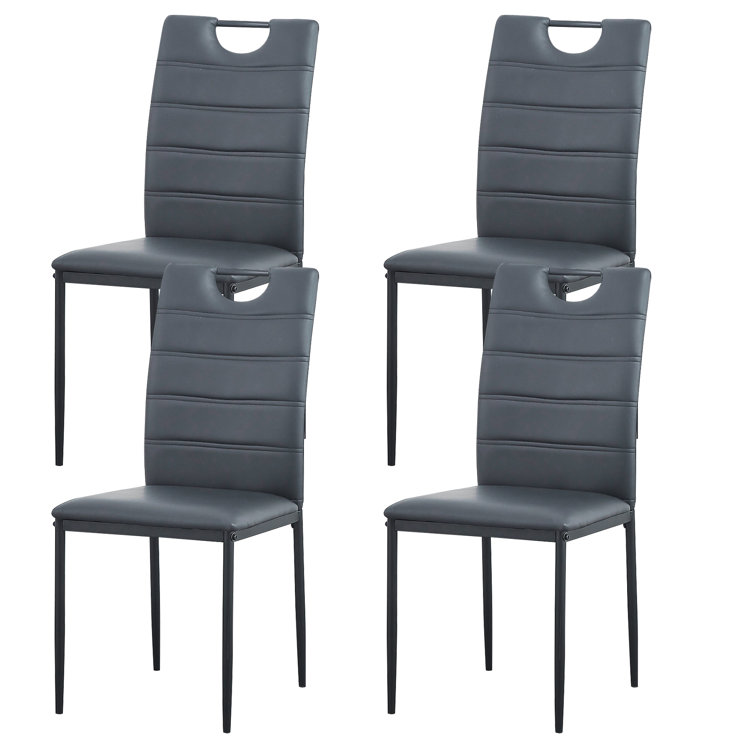 Leather high back discount dining room chairs